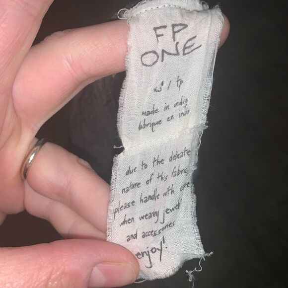 FP One semi sheer flowy button down chocker tie neck stars XS blouse - Picture 3 of 4